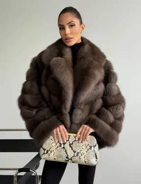 Шуба из куницы с английским воротником