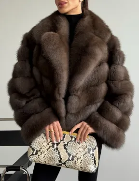 Шуба из куницы с английским воротником