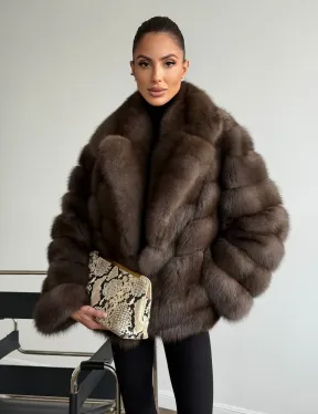 Шуба из куницы с английским воротником