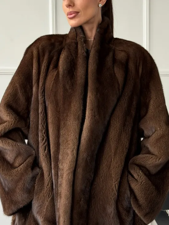 Норка жакет орех V-образный ворот