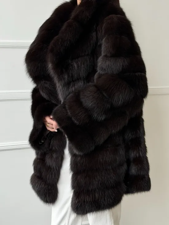 Шуба из куницы английский воротник