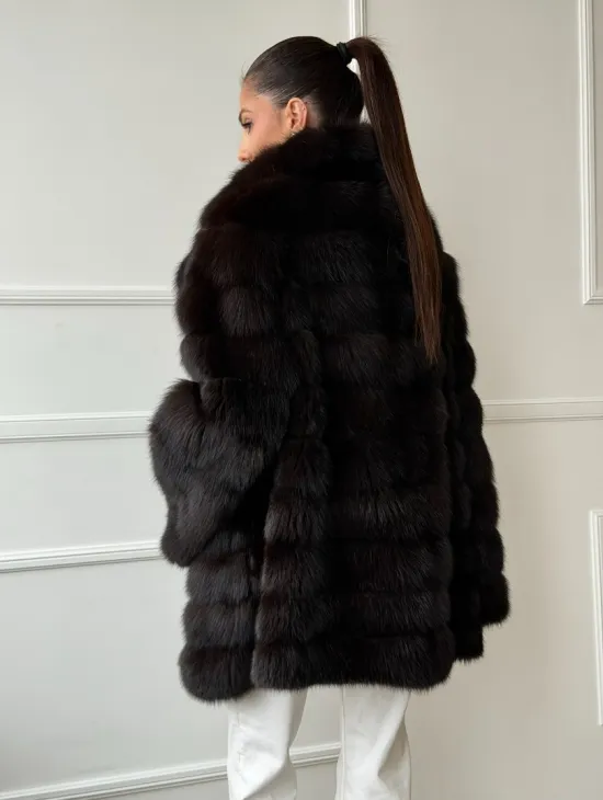 Шуба из куницы английский воротник