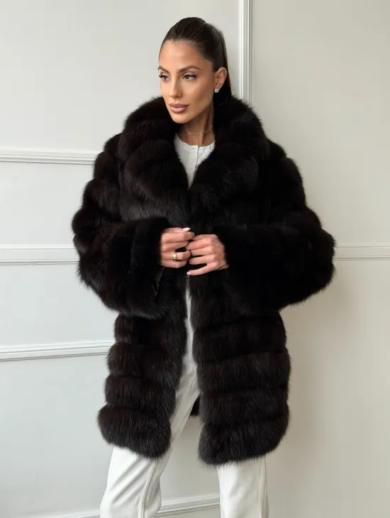 Шуба из куницы английский воротник