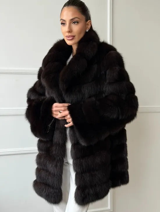 Шуба из куницы английский воротник