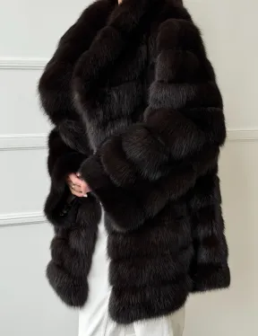 Шуба из куницы английский воротник