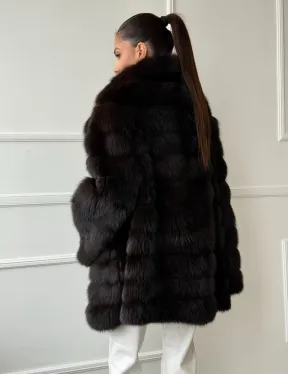 Шуба из куницы английский воротник