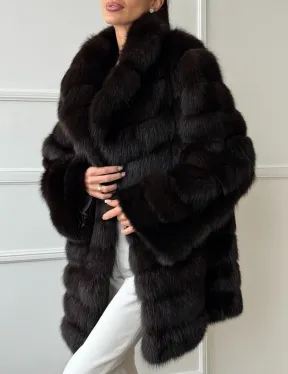 Шуба из куницы английский воротник