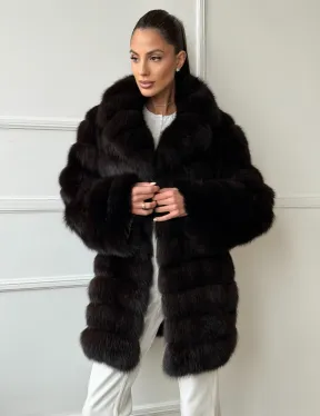 Шуба из куницы английский воротник