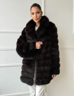 Шуба из куницы английский воротник
