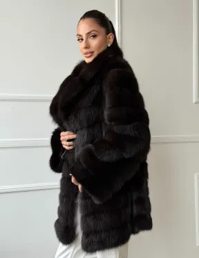 Шуба из куницы английский воротник