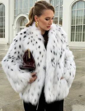 Шуба укороченная из арктической лисы под рысь