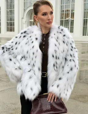 Шуба укороченная из арктической лисы под рысь