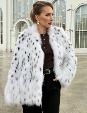 Шуба укороченная из арктической лисы под рысь