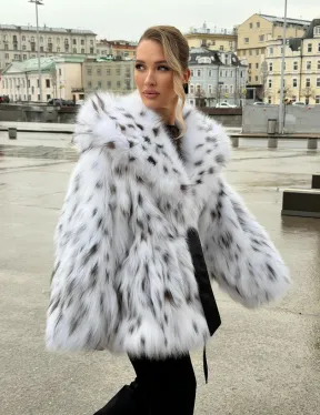 Шуба из лисьего меха под рысь с капюшоном