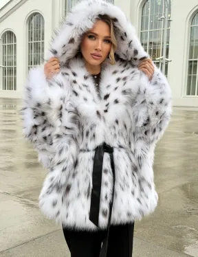 Шуба из лисьего меха под рысь с капюшоном
