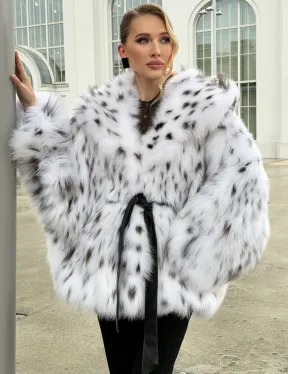 Шуба из лисьего меха под рысь с капюшоном