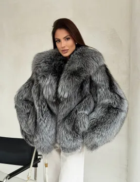 Полушубок из чернобурой лисы