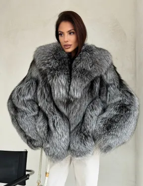 Полушубок из чернобурой лисы