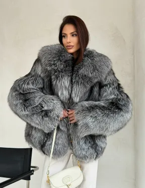 Полушубок из чернобурой лисы