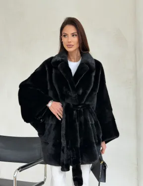 Черная норковая шуба - летучая мышь