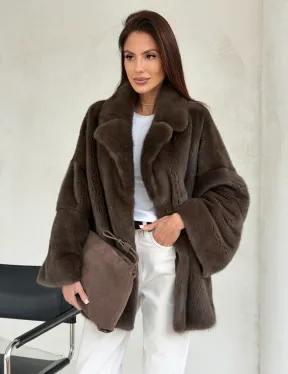 Меховой норковый жакет - английский воротник