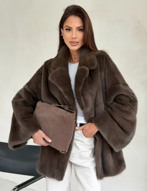 Меховой норковый жакет - английский воротник