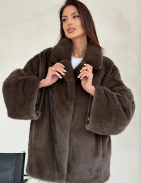 Меховой норковый жакет - английский воротник