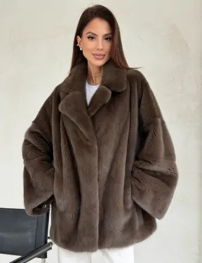 Меховой норковый жакет - английский воротник