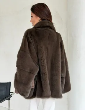 Меховой норковый жакет - английский воротник