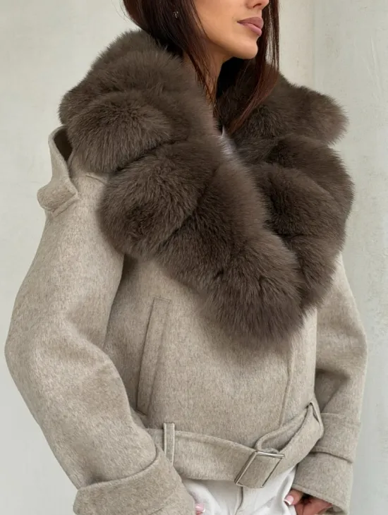 Куртка - пальто с мехом финского песца