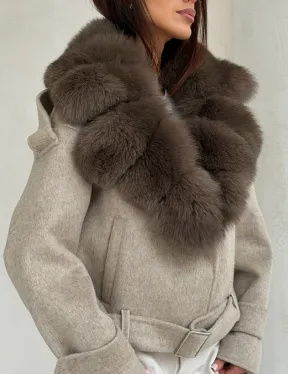 Куртка - пальто с мехом финского песца