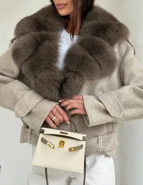 Куртка - пальто с мехом финского песца