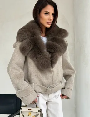 Куртка - пальто с мехом финского песца