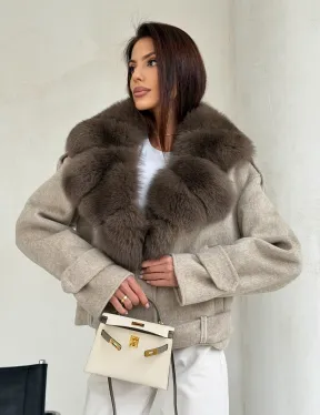 Куртка - пальто с мехом финского песца