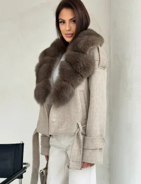 Куртка - пальто с мехом финского песца