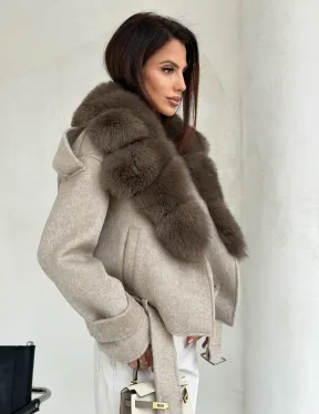 Куртка - пальто с мехом финского песца