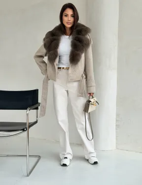 Куртка - пальто с мехом финского песца