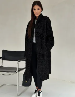 Черная шуба из каракуля