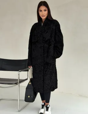 Черная шуба из каракуля