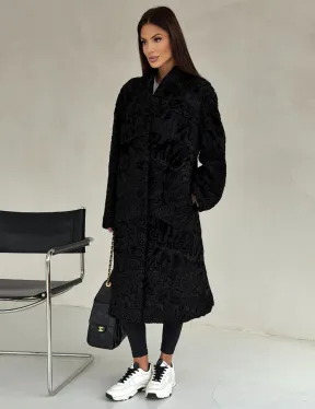 Черная шуба из каракуля