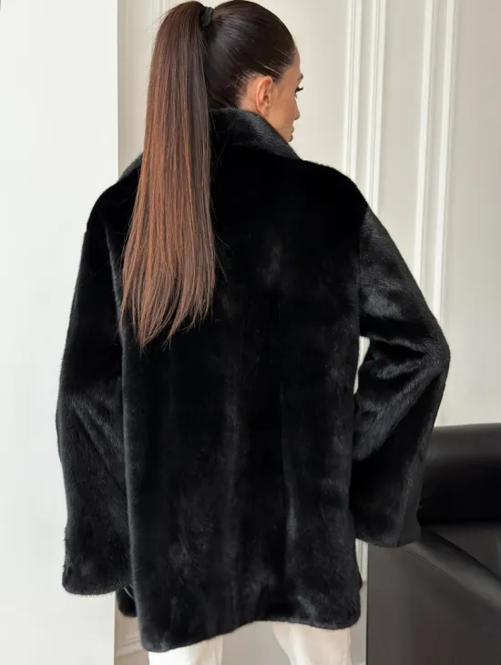 Черная норковая косуха