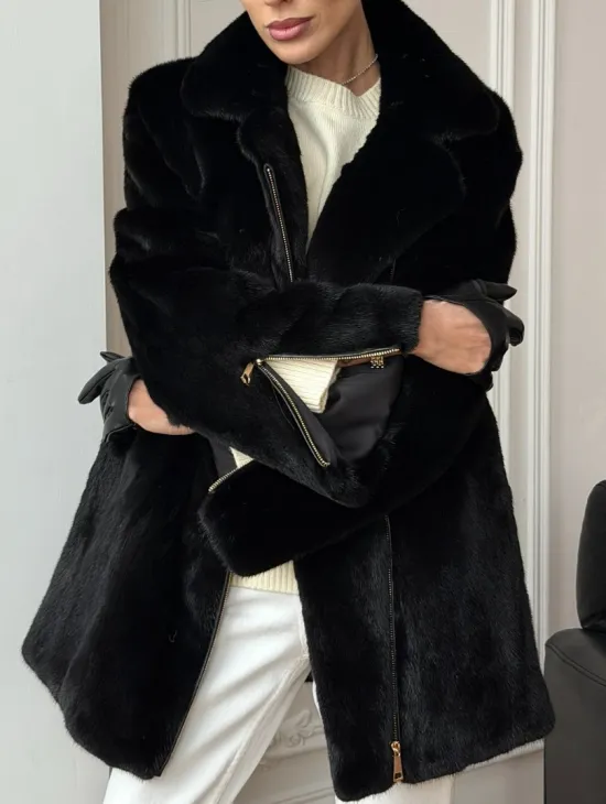 Черная норковая косуха