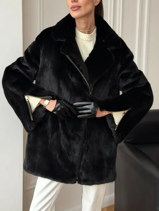 Черная норковая косуха