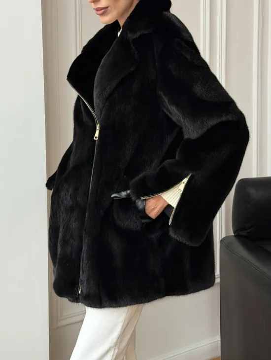 Черная норковая косуха