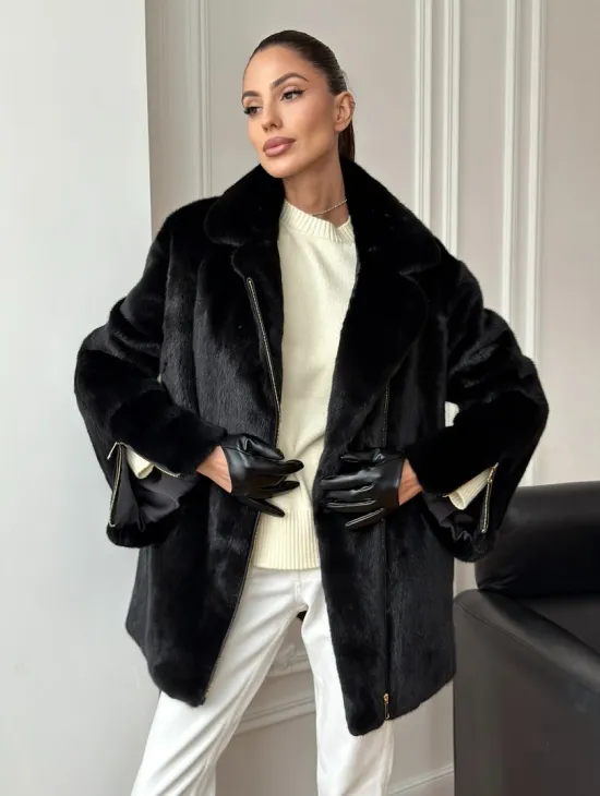 Черная норковая косуха