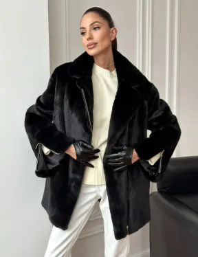 Черная норковая косуха