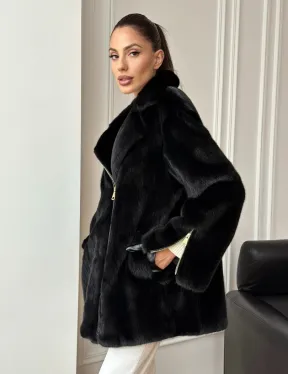 Черная норковая косуха