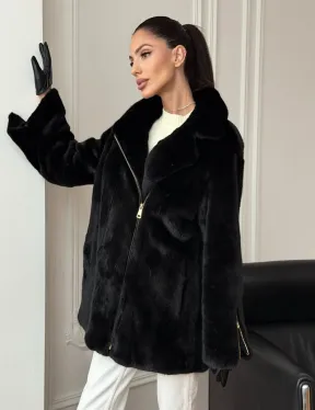 Черная норковая косуха