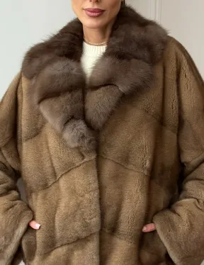 Норковый полушубок - воротник куница