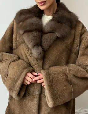 Норковый полушубок - воротник куница